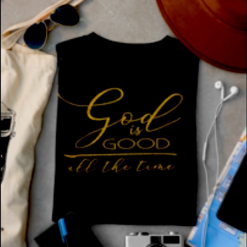 God is good new t shirt. High quality shirt with metallic vinyl. Sizes S-XXXL